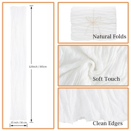 combocube 6 Pack 35x120 Inch 10Ft Cheesecloth Long Table Runner Gauze Rustic Romantic Table Cloth for Wedding Reception Bridal Shower Holiday Birthday Party Table Decorations, White