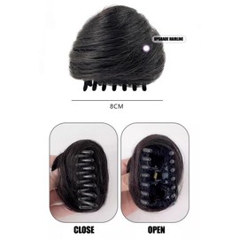 Elandy 2PCS Cat Ears Hair Donut Space Bun Hair Pieces Mini Claw Clips in Messy Fake Hair Bun Extensions Wig Accessory Ponytail Updo Hairpieces Synthetic Wig Accessories for Cosplay