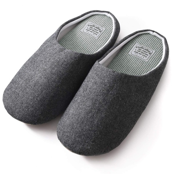 NARU Charles Slippers, Room Shoes, Men's, Women's, Unisex, Pair, Indoor, Guests, Stylish, All Seasons, Cotton: Black