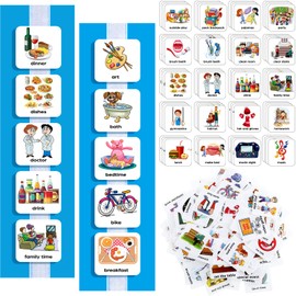 133 Pieces Visual Schedule Cards Daily Routine Cards Home Chore Chart Autism Learning Materials Wall Kids Planner with 6 Blue Background Cards 139 Hook and Loop Dots for Home School Education