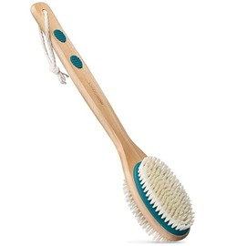MainBasics Cepillo de ducha de doble cara con mango largo para baño