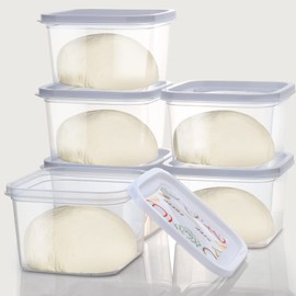 Vodolo Small Pizza Dough Proofing Box with Sealing Lids, Set of 6 Pizza Dough Containers with Covers