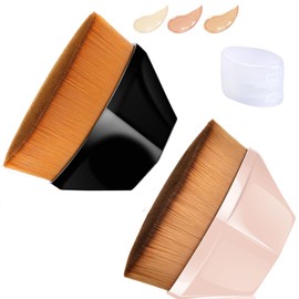 ieron 2 Stück Foundation-Pinsel für flüssiges Make-up, Blütenblatt, spurlos, Make-up-Pinsel, tragbar, Foundation-Make-up-Pinsel, Beauty-Werkzeug (Rosa, Schwarz)