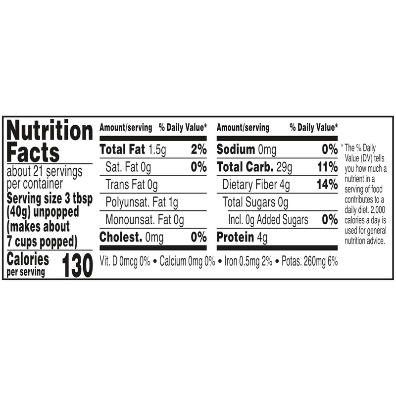 Orville Redenbacher's Popcorn Kernels, White Corn, 4g Fiber Per Serving,