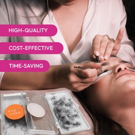 Eyesy Lash 500 Promade Fans - 3D 0.10 Size 13mm Curl CC - Volume Premade Lash Fans for Eyelash Extensions Middle Stem Handmade Loose Pre Made Eyelash Fluffy Soft Pointy Base