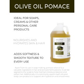 velona Olive Pomace Oil 1 Gallon / 128 Fl Oz | 100% Pure and Natural Carrier Oil | Refined | Skin, Hair, Body & Face Moisturizing | Use Today - Enjoy Results.