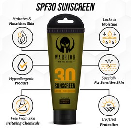 WARRIOR - WIN YOUR BATTLES- Sunscreen SPF 30 Lotion - Water & Sweat Resistant Body Lotion with SPF - Non-Mineral Formula, Camo Presentation, Broad Spectrum Sunscreen SPF30-3 Fl Oz - Pack of 2
