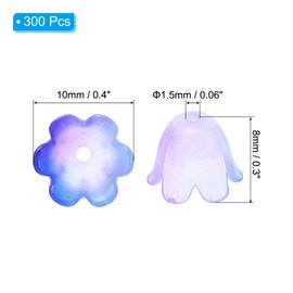 PATIKIL 0.3x0.4" Frosted Flower Beads, 300Pcs Acrylic Flower Bead Caps for Bracelets, Earrings, Necklaces, Jewelry Making and DIY Crafts, Blue Purple