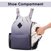 WANDF Drawstring Backpack Sports Gym Bag with Shoes Compartment, Water-Resistant