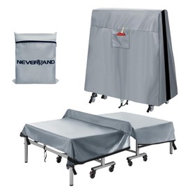 Ping Pong Table Cover Outdoor Waterproof, Table Tennis Cover Indoor & Outdoor Fits Universal 9x5 FT Tables Folding & Flat Tables with Paddles Organize Bag, 600D Oxford Fabric, Gray