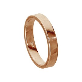 Rose Gold Plated Sterling Silver 4mm Flat Wedding Band Ring Size V