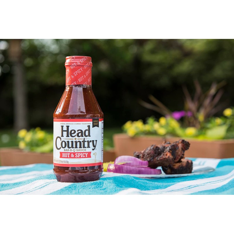 Head Country Bar-B-Q Sauce, Hot & Spicy | Soy Free,