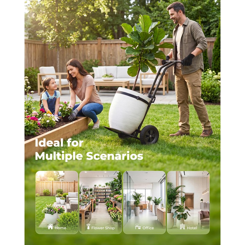 Brightown-Plant-Caddy-with-Wheels Heavy Duty, Ergonomic Plant Dolly for Elderly Gardeners with