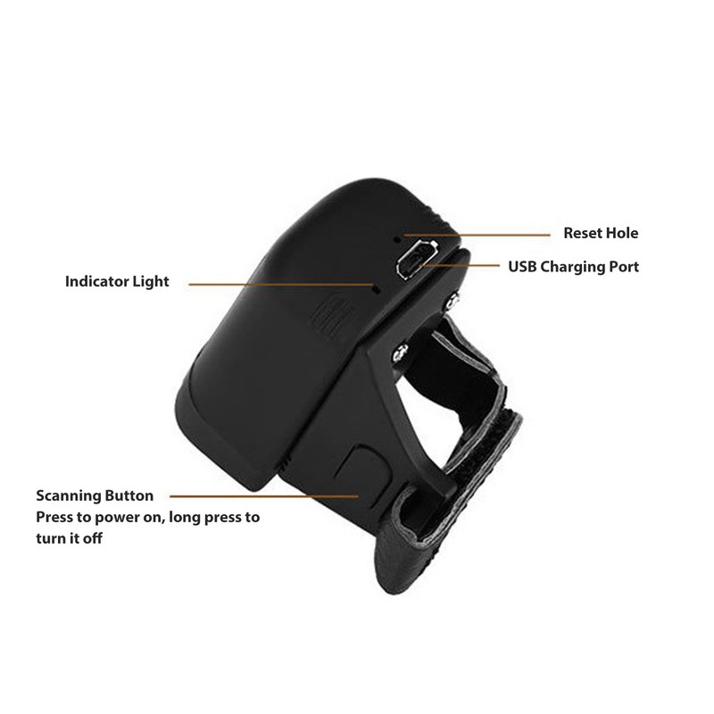 1D 2D Ring Barcode Scanner 2.4G Wireless Bluetooth CCD Red