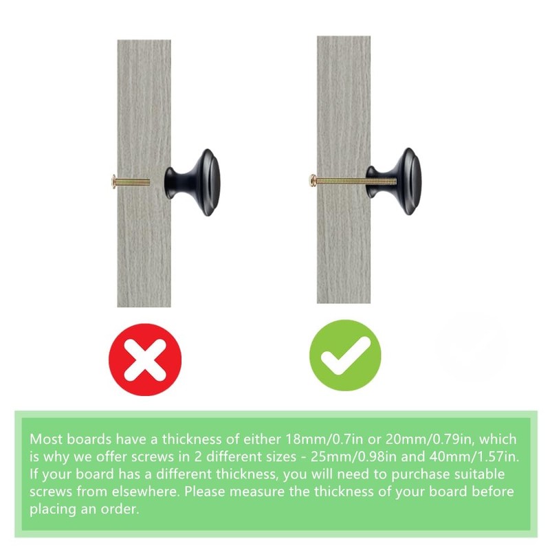 MARSTREE 10PCS 1-1/5 inch Matte Black Cabinet Knobs Round Drawer