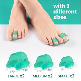 Welnove Hammertoe Corrector - 6 Pack Toe Splints - Soft Gel Toe Straighteners - Realign Bent, Curled, Crooked, Claw, Hammer Toes, 3 Different Sizes (Green)