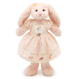 oits cute Small Soft Stuffed Animal Bunny Rabbit Plush Toy for Baby Girls 15inch (Pink Rabbit Wearing Pink Vintage Dress)