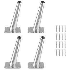 Seimneire 4pcs 6 Inch Furniture Legs, Oblique Conical Metal Legs Chrome Mid-Century Style Furniture Feet for Sofa Cabinet Table Chair Cupboard Couch Ottoman Home DIY Projects