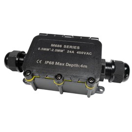 Grafner 2 x Waterproof Junction Box, 2 Way, IP68, 3 Pin, Diameter 5-12 mm, 0.5-2.5 mm², 24 A 450 V, Junction Box, Waterproof Junction Box, Dustproof, Outdoor, Connection Sleeve, Garden, Ground Cable,