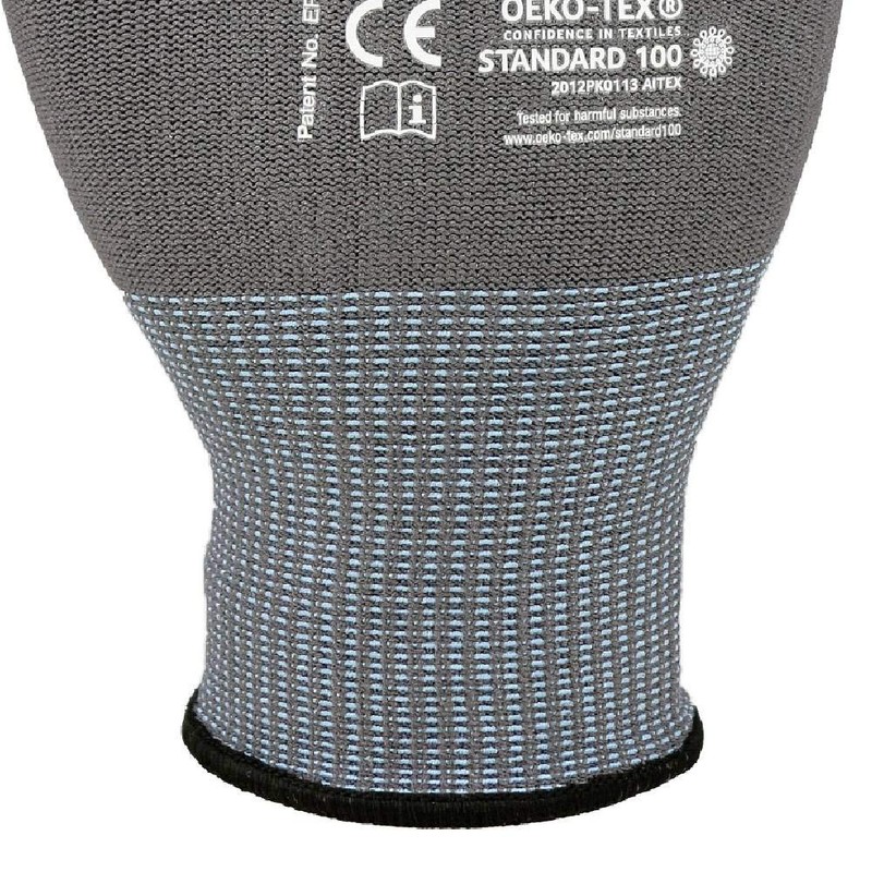 ASATEX Fine Knit Gloves with Micro Foam Coating HIT099, Grey/Black,