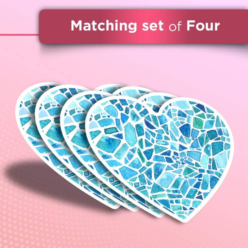 Vinyl Heart Stickers (Set of 4) - Binary Code Concept