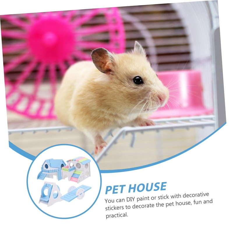 Kisangel Ladder Hamster House Bed Decorative Hideout Swing Toy for