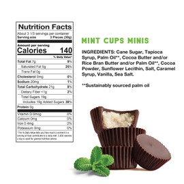 Free2b Dark Chocolate Mint Mini Cups, Safe for School and Allergy Friendly - Gluten-Free, Dairy-Free, Nut-Free, and Soy-Free - Dark Chocolate, 3.5 oz Resealable Bag