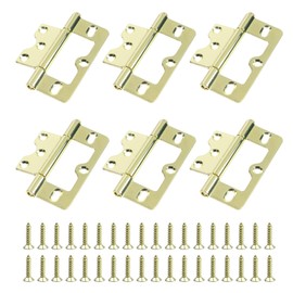 Wealrit 6 pcs Non-Mortise Hinges Gold Door Hinges 3 Inch Length Heavy Duty Door Hinges Bifold Butt Hinges with Screws