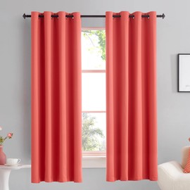 TOAVA DECO Coral Room Darkening Curtains (W52xL72) Gromment Easy to Hung for for Living Room/Bedroom/Kid Room Set of 2 Panels Salmon Color 72 Inch Iength