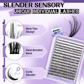 B&Q Manga Lashes Eyelash Extensions Set - 280 Pieces Cluster Lash Set with Bond + Seal + Remover, Eyelash Tweezers & Brush, 30D Natural Soft D Curl Fake Lashes 9-16 Mix, Black Lash Clusters