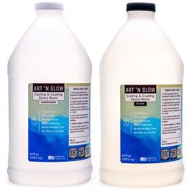 Epoxy Resin for Crystal Clear Casting & Coating – 1 Gallon Kit – UV Resistant, Non-Yellowing, Low Odor, Self-Leveling – Perfect for Art, Canvas, Tumblers, Jewelry, Molds, Wood, and Craft - Made in USA