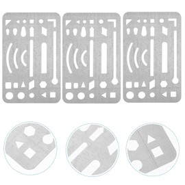 TEHAUX 3pcs Erasing Shield, Stainless Steel Eraser Template Multi-Functional Letter Shield Erasing Shield Template Stainless Steel Template Drawing Painting Stencils for Mechanical Drawing (Silver)
