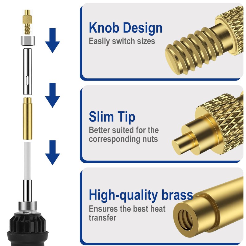 AOBOPLE Soldering Iron Tips for Threaded Inserts Set 80W LED
