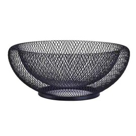 Mesh Fruit Bowl Decorative Fruit Basket Metal Candy Dish Holder Stand for Kitchen Counter Dining Room Table Office, 10 Inch (Black)
