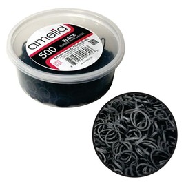 500 Count Rubber Bands in Re-closable Container for Ponytails and Braids (Black)