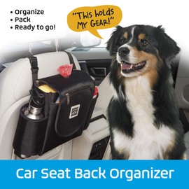 Mobile Dog Gear, Car Seat Back Organizer Travel Bag, Includes Built-in Waste Bag Dispenser and 1 Bag Roll, Black, Meets Airline Requirements