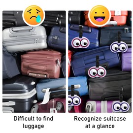 Pack of 2 Suitcase Tags, Cute Eyes Luggage Tag, Suitcase Tag with Address Tag, Luggage Tag, ID Tag, Baggage, Handbag, Tag Bag, Labels, Name Address Signs, Travel Accessories, Pink Purple