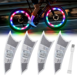 KaiDengZhe Bike Wheel Lights Rechargeable, 4 PCS Multicolor Bike Spoke Light with Motion Sensor, Weatherproof Night Cycling Bicycle Wheel Light 2 Modle Lighting Bicycle Wheel Lights for Adults Kids