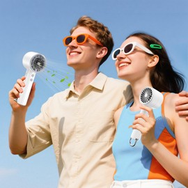 JATEKA Handheld Fan, Portable Mini Fan, USB Fan, Hand Fan with LED Display, 3000 mAh Handheld Fan, Portable Fans for Office, Library, Travel (White)