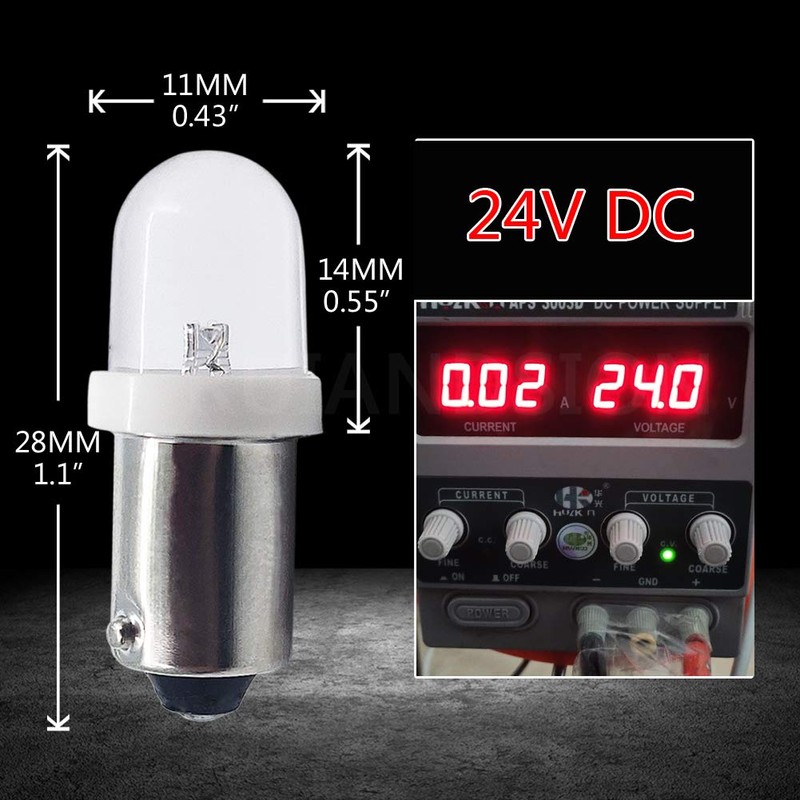 Ruiandsion 10pcs BA9S LED Bulbs White 24V 1895 1891 53