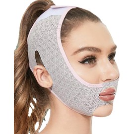 Beauty Face V-face lifting and tightening bandage, Chin Strap for Double Chin for Woman, V-Line Shaping (1Pack) (Grey, One Size)