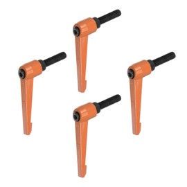 HARFINGTON 4pcs Adjustable Clamping Lever Handles M10 x 30mm Male Thread Bolt Knobs Rotating Screw Locking Quick Release Ratchet Push Button Handle, Orange
