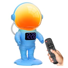 Astronaut Wake Up Light Sunrise Alarm Clock for Kids, Heavy Sleepers, Bedroom, Gradual Sunlight Alarm Clock with Sunrise Simulation, 22 Night Lights, 30 Natural Sounds, Gift Idea(Blue+Remote Control)