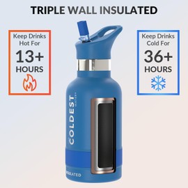 Coldest Insulated Water Bottle with Straw Lid - Stainless Steel Metal Thermos for Men & Women (Sailor Blue, 12 oz)