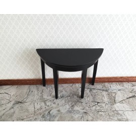 Handley Dollhouse Half Round Hall Table Black Finish 1:12 Scale Miniature Furniture
