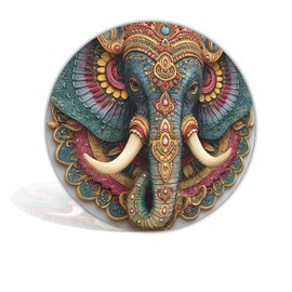 Yiruhe Vibrant Indian Elephant Intricate Floral & Geometric Design Unique Wall Art for Living Room Home Garden Patio Bar Cafe Elephant Decor 8x8 Inch Round Tin Metal Sign (25161)