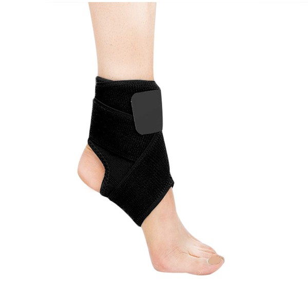 Athletes Compression Ankle Support Pads with Adjustable Bandage Adults Teens Fitness Sports Running Basketball Football Skating Dance Foot Ankle Braces Guard Socks Protector, 1 Pair (Black, S)