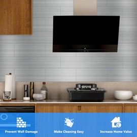 Peel and Stick Backsplash for Kitchen, 4" x 12" Subway Tiles, 4mm Brushed Aluminum Metal Wall Panels Stick on Tile Elevate Kitchen, Bathroom, Fireplace, RV, Scissor-Cuttable DIY Install (30 Pack)