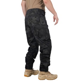 MERJAZ Men's Fleece Lined Tactical Pants Thermal Camo Cargo Pants Winter Waterproof Hiking Pants Insulated Work Pants Black Camo 30