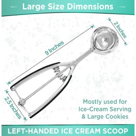 Lefty’s Left handed Ice Cream Scoop - #20 Large 1.5 OZ - Portion Kitchen Tool - Great for Scooping & Portioning Cookies, Meat Balls, Cupcakes - Gifts for Left-Handed, Lefty, Adults, Chefs and Women